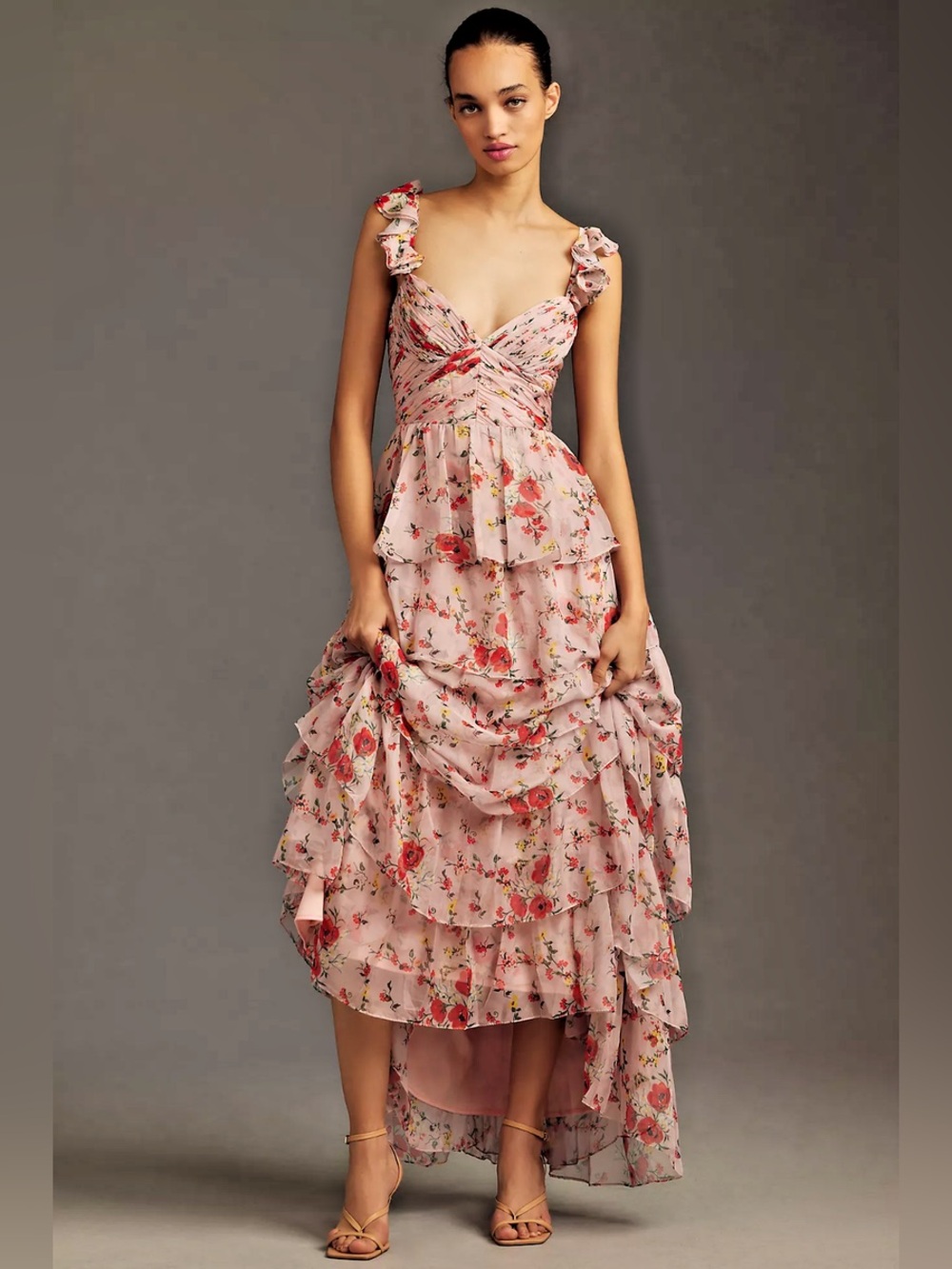Mac Duggal Sleeveless Tiered Maxi Dress